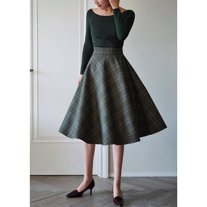 Western ladies plaid retro skirt