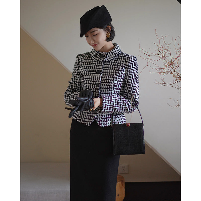 Houndstooth Retro Wool Jacket