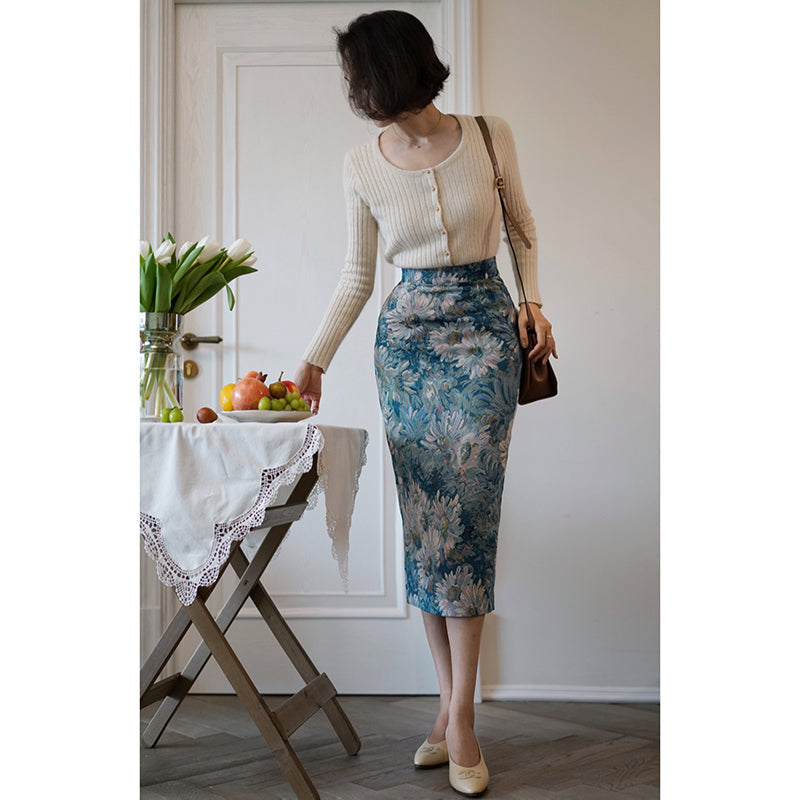 oil painting pencil skirt