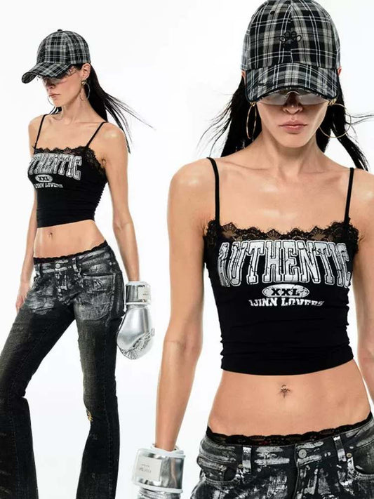 English Print Tight Lace Camisole【s0000009132】