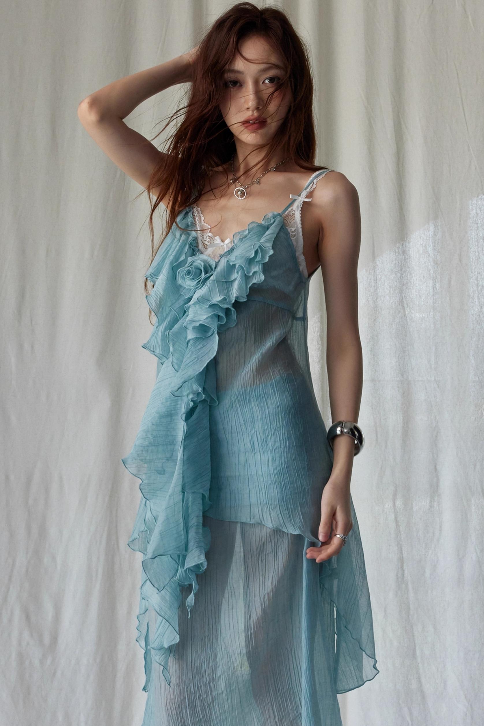 Green Ruffled Halter Skirt Set-Up