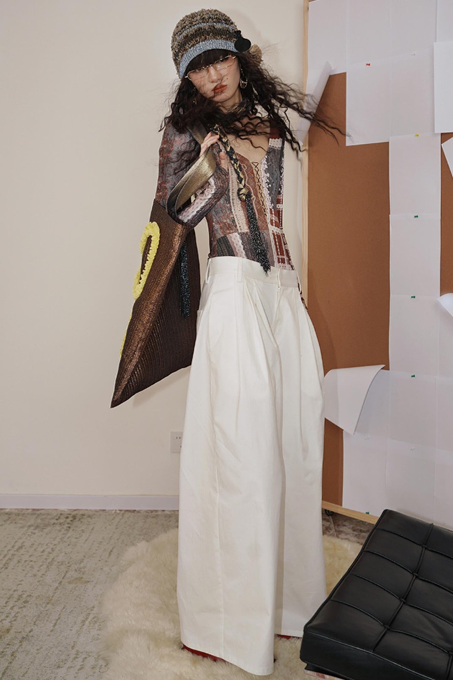 Retro Western Print V-Neck Bodysuit Top