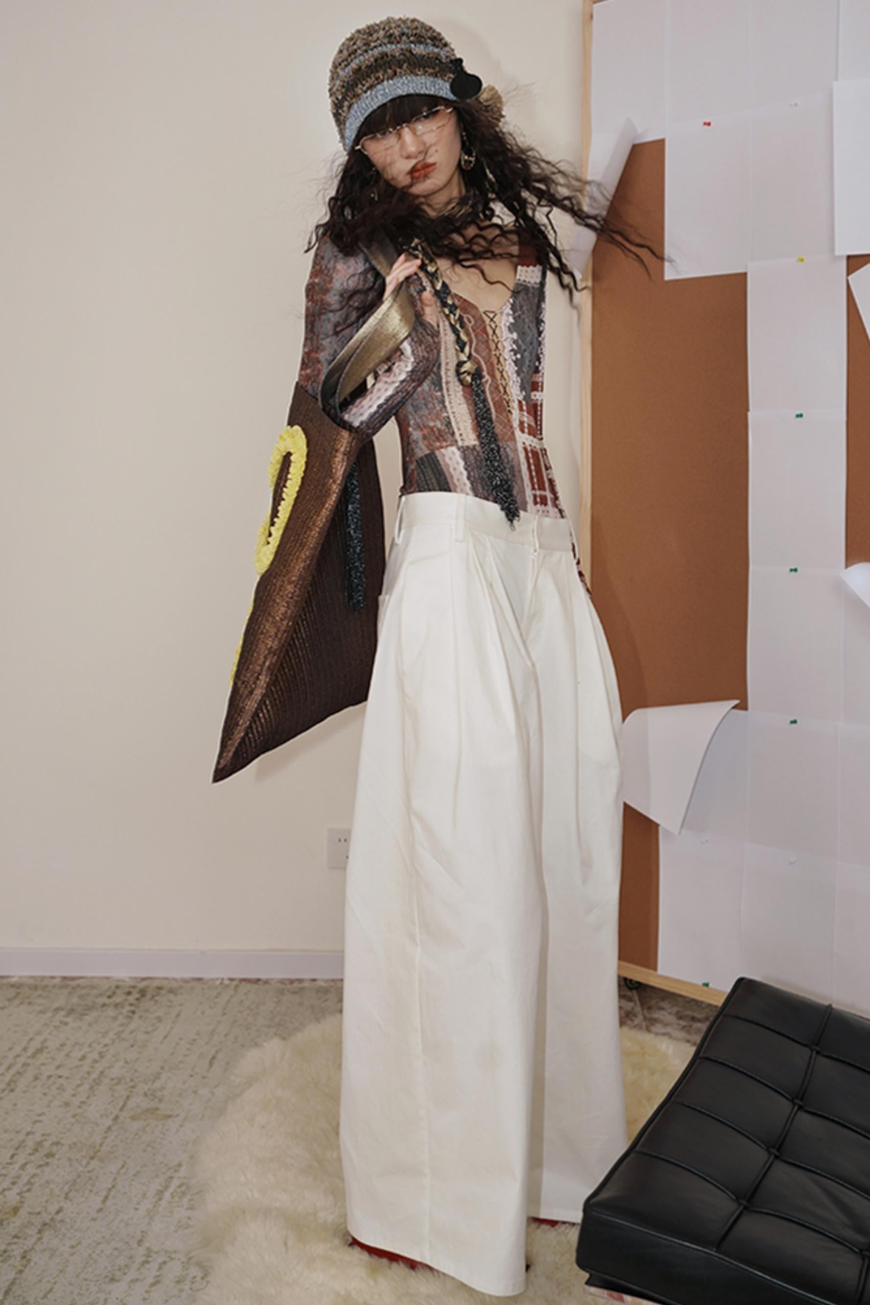 Retro Western Print V-Neck Bodysuit Top