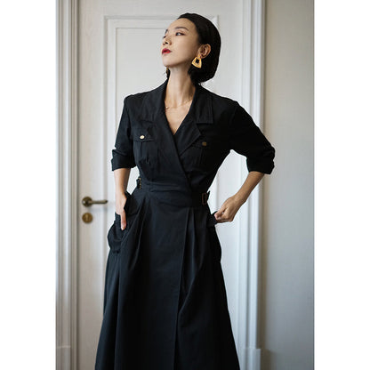 western vintage black trench coat