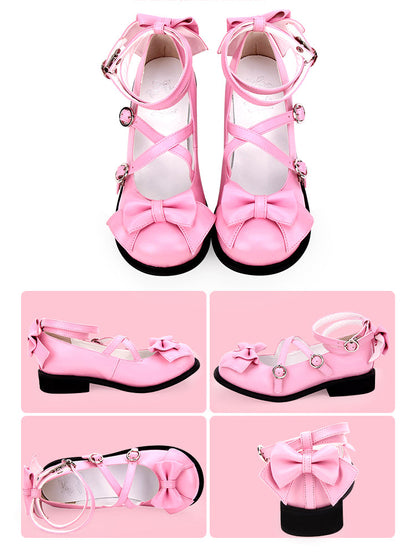 Angelic imprint - Sweet Lolita Bow Shoes, Low Heel, Round Toe