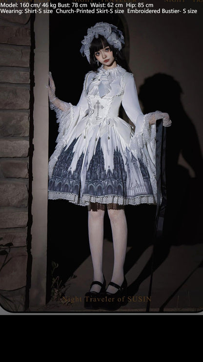 Susin Lolita - Night Traveler - Gothic Lolita Skirt Long Coat Long-Sleeved Shirt and Bustier