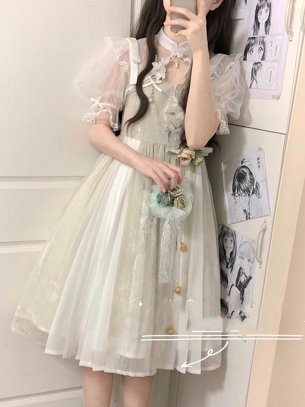 Cornfield Lolita - Wind Singing Lily - Qi Lolita Embroidered Dress Suit