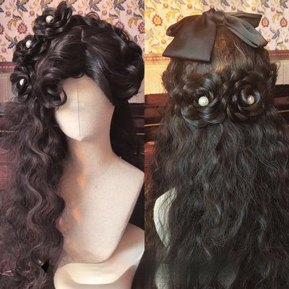 Mabuxi - Gypsy Rose - Black Retro Lolita Curly Wigs Fluffy Sheep Curl Wigs
