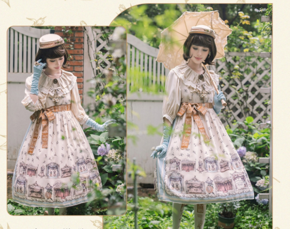 Magic Tea Party - Box Theatre - Classical Lolita Beige Rabbit Print JSK
