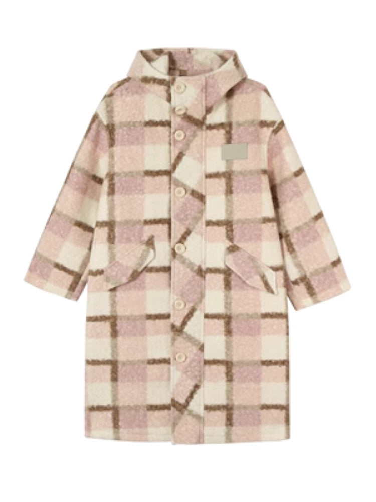 Hooded plaid coat【s0000005070】