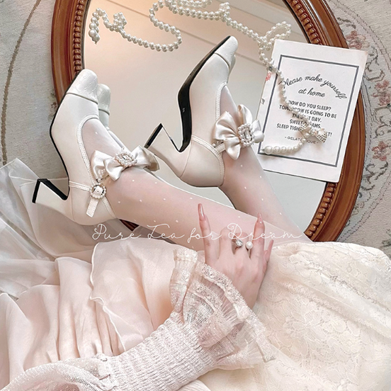 Pure Tea For Dream - Transatlantic Love Poem - Sweet Elegant Lolita Mid-Heel Daily Shoes