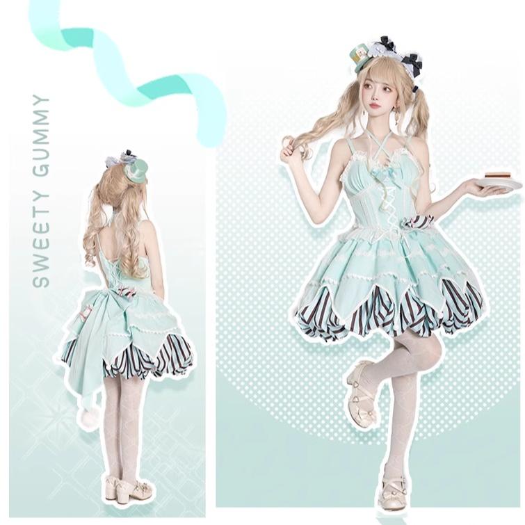 OCELOT - Sweety Gummy - Sweet Lolita JSK Dress Big Bow Flower Bud Lolita Dress