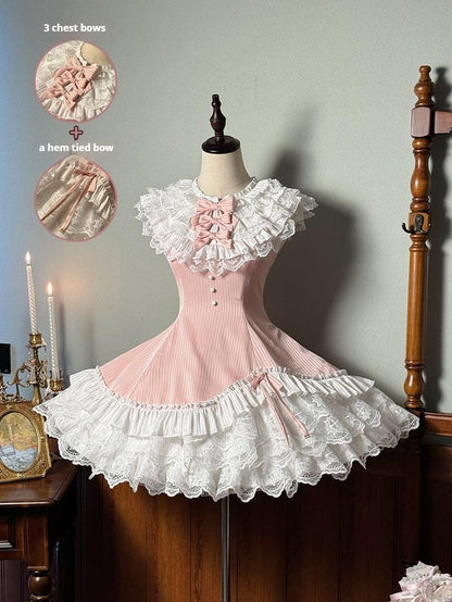 Alice Girl - Arrogant Miss - Sweet Lolita Jumper Dress with Tiered Lace Dress