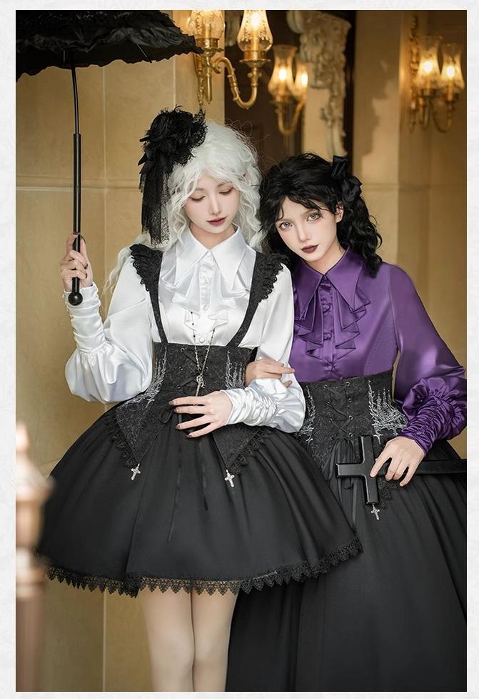 With PUJI - Thorny Night - Gothic Lolita Bust-supporting Skirt With Removable&Adjustable Strap