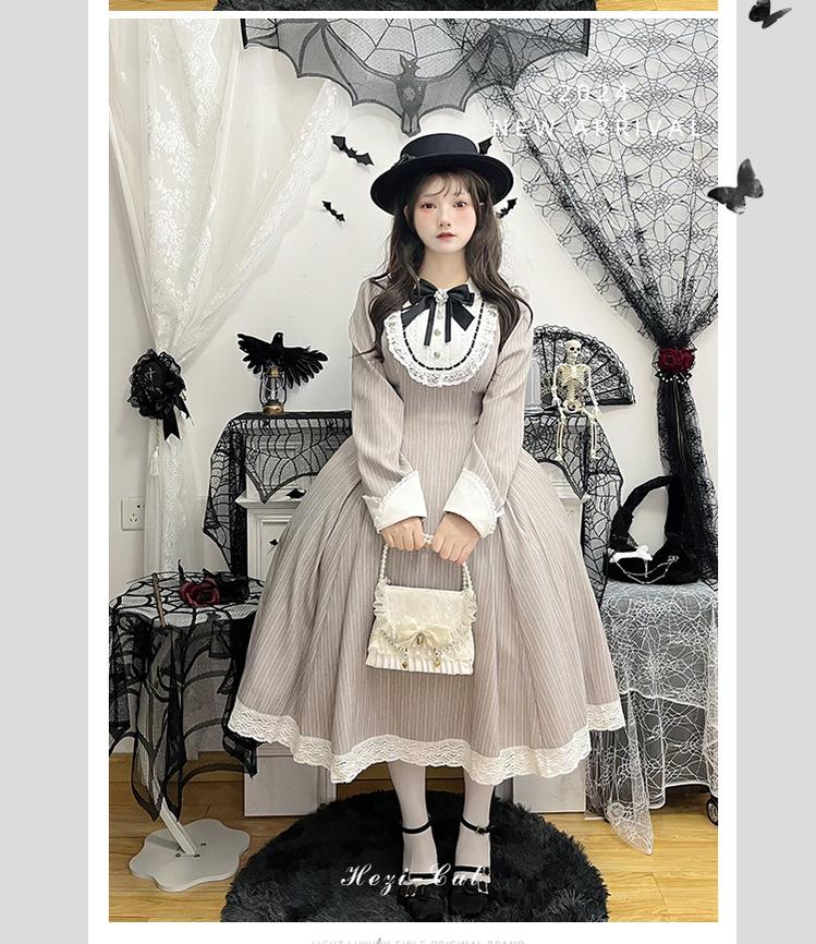 Hezi's Cat Haven - Black Cat Butler - Maid Lolita OP Dress Elegant Black and White Dress