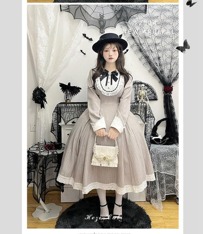 Hezi's Cat Haven - Black Cat Butler - Maid Lolita OP Dress Elegant Black and White Dress