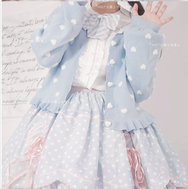MIST - Little Heart - Sweet Lolita Thick Cardigan Sweater Coat