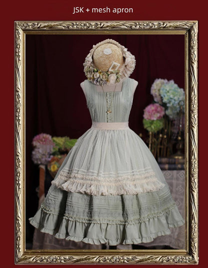 Tiny Garden - Nocturne Reminiscence - Elegant Lolita JSK Dress Multi-Wear Apron Dress Set