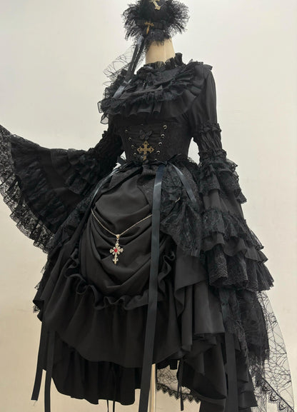 Nightingale Girl - Eternal Taboo - Gothic Lolita Dress with Princess Sleeve Shirt
