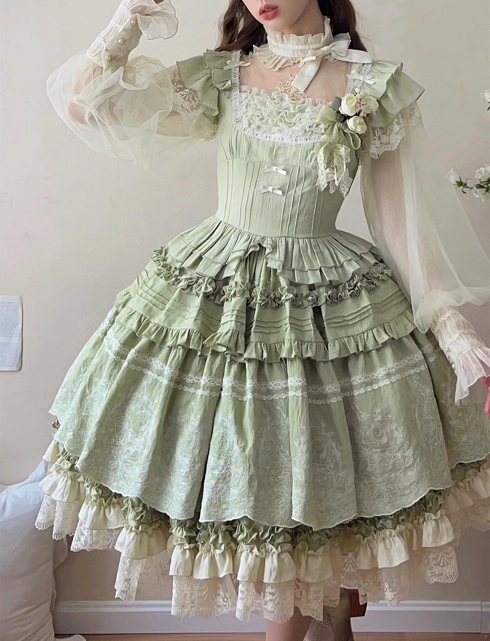 ZJstory - 14-line Poem Set - Classic Lolita Separate Dress Set Tiered Ruffles Skirt