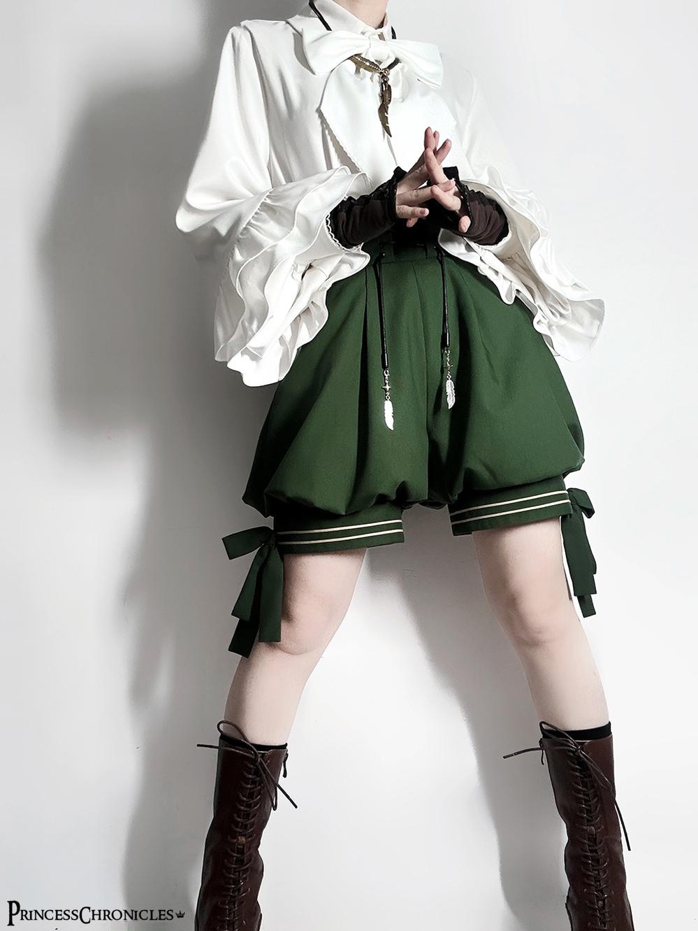 Princess Chronicles - Bunny Feather - Ouji Lolita Shorts Set with Hooded Vest with Bunny Ear