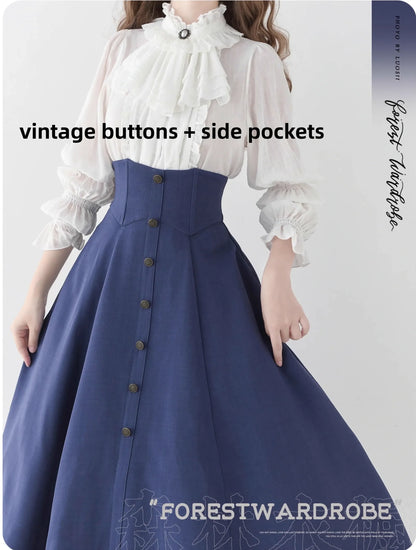 Forest Wardrobe - Forest Revelation - Classic Lolita Fishbone Long Skirt, Side Pockets