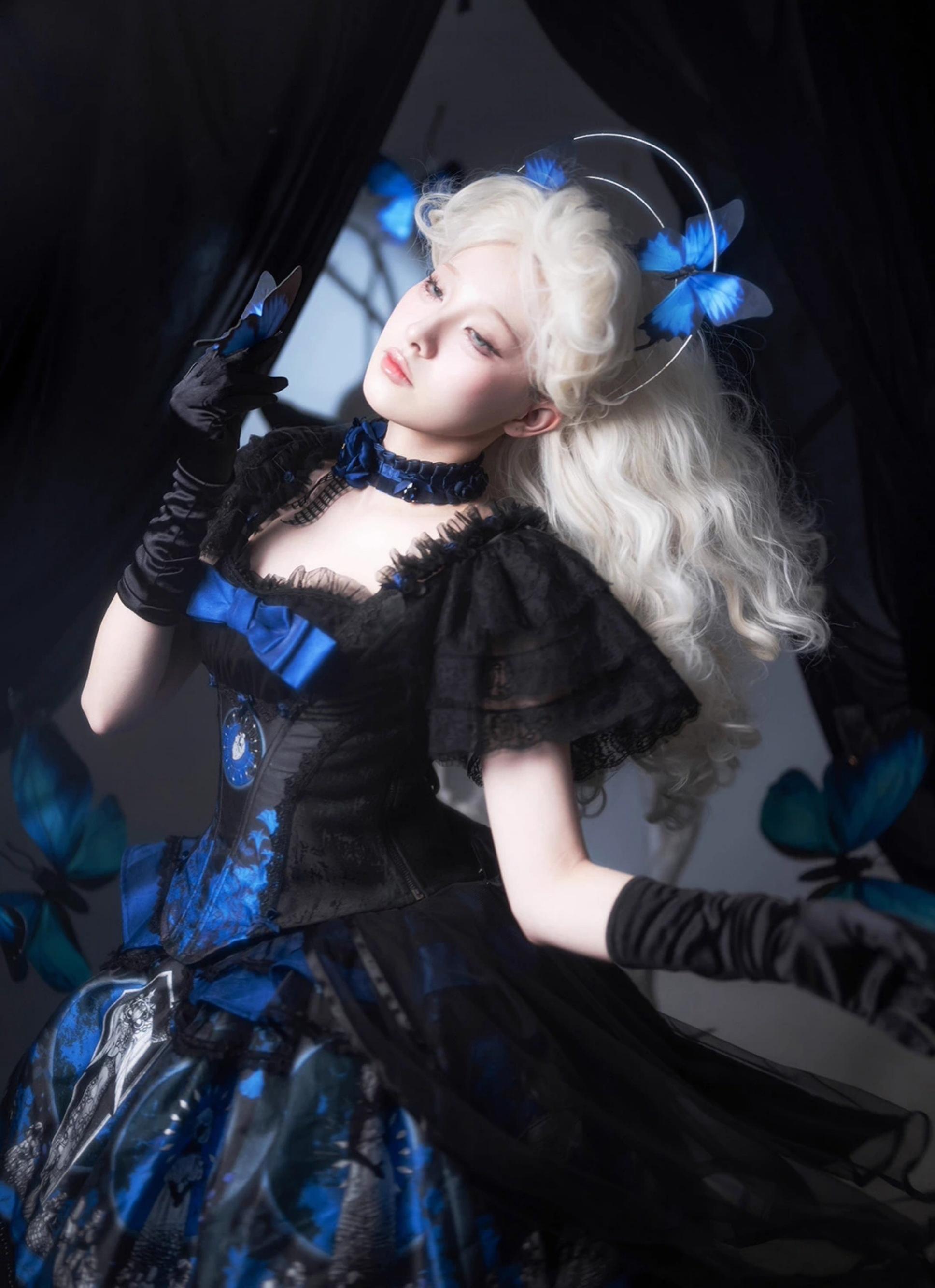 Caged Bird Hotel - Eclipsed Moon Gallery - Plus Size Halloween Gothic Lolita Skirt & Bodice Set