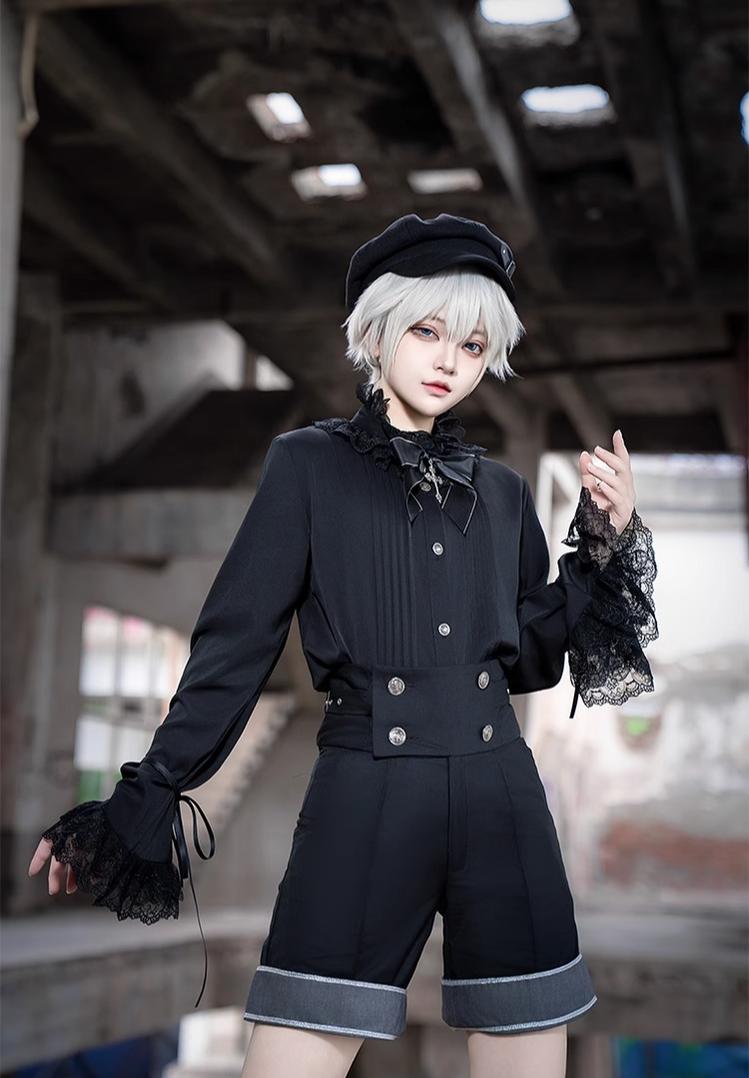 CastleToo - Rules of the Otherworld - Gothic Ouji Lolita Shorts Set with Embroidery Jacket