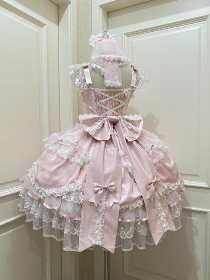 Sugar Girl - Velvet Sweetheart - Doll-like Sweet Lolita Jumper Dress, Bow Accents