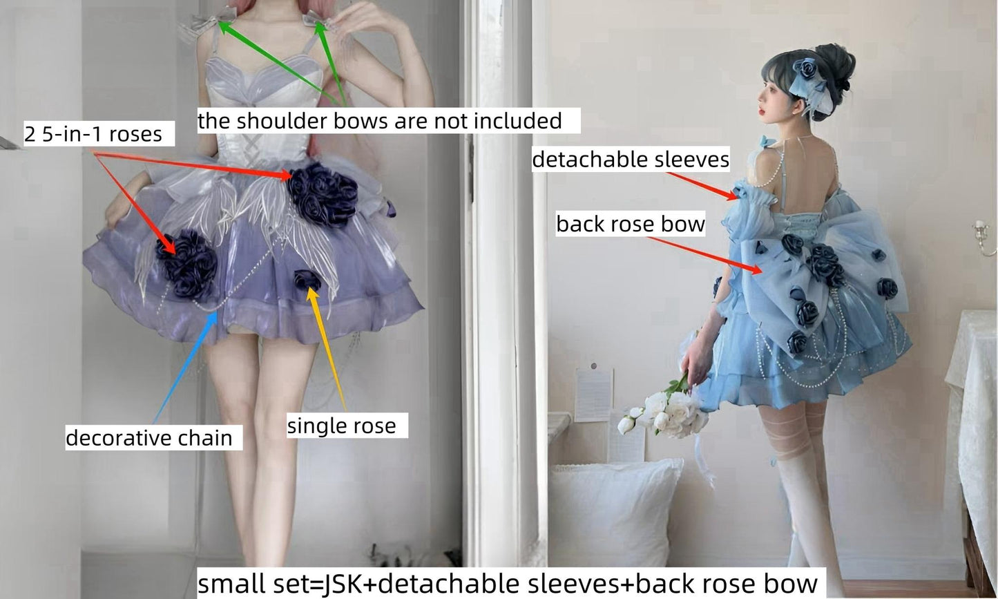 Meowing and fruity - Swan Fantasy - Fairy Lolita Short JSK Ballet-Style Jumper Dress