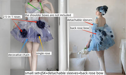 Meowing and fruity - Swan Fantasy - Fairy Lolita Short JSK Ballet-Style Jumper Dress