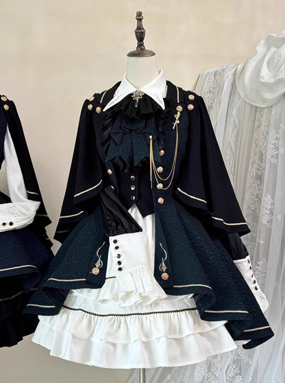 SilentMars - Fallen Moon Rule - Military Lolita Shirt Set Retro Knight Style Blouse