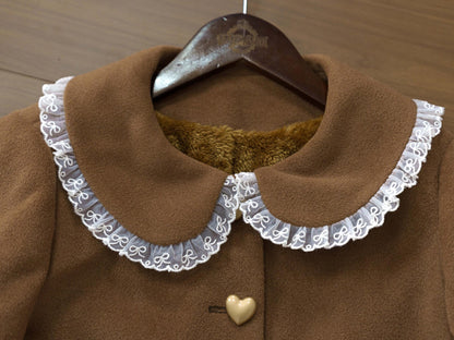Dream Magic Box - Milk Puff - Winter Fleece-lined Sweet Lolita Coat, Detachable Collar