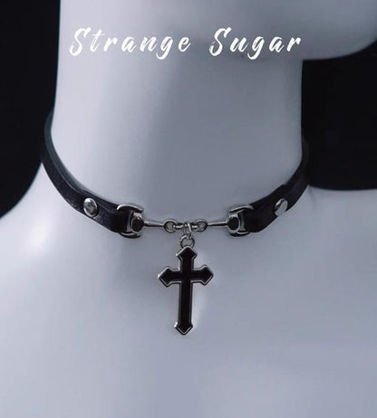 Strange Sugar - Gothic Lolita Choker with Cross Pendant