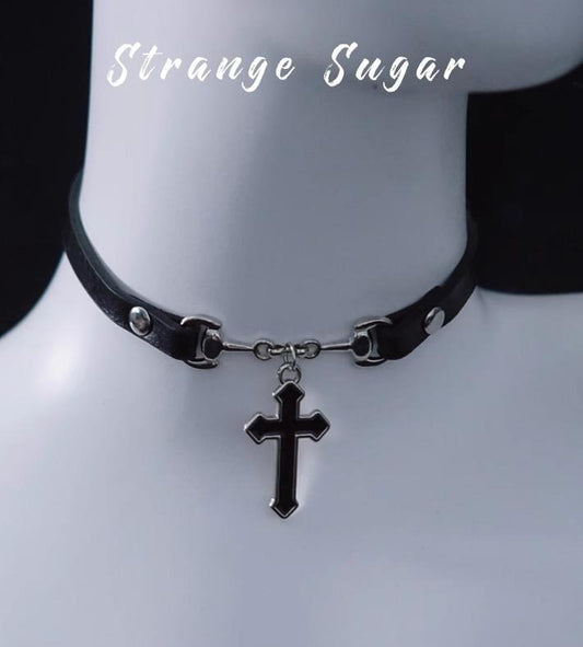 Strange Sugar - Gothic Lolita Choker with Cross Pendant