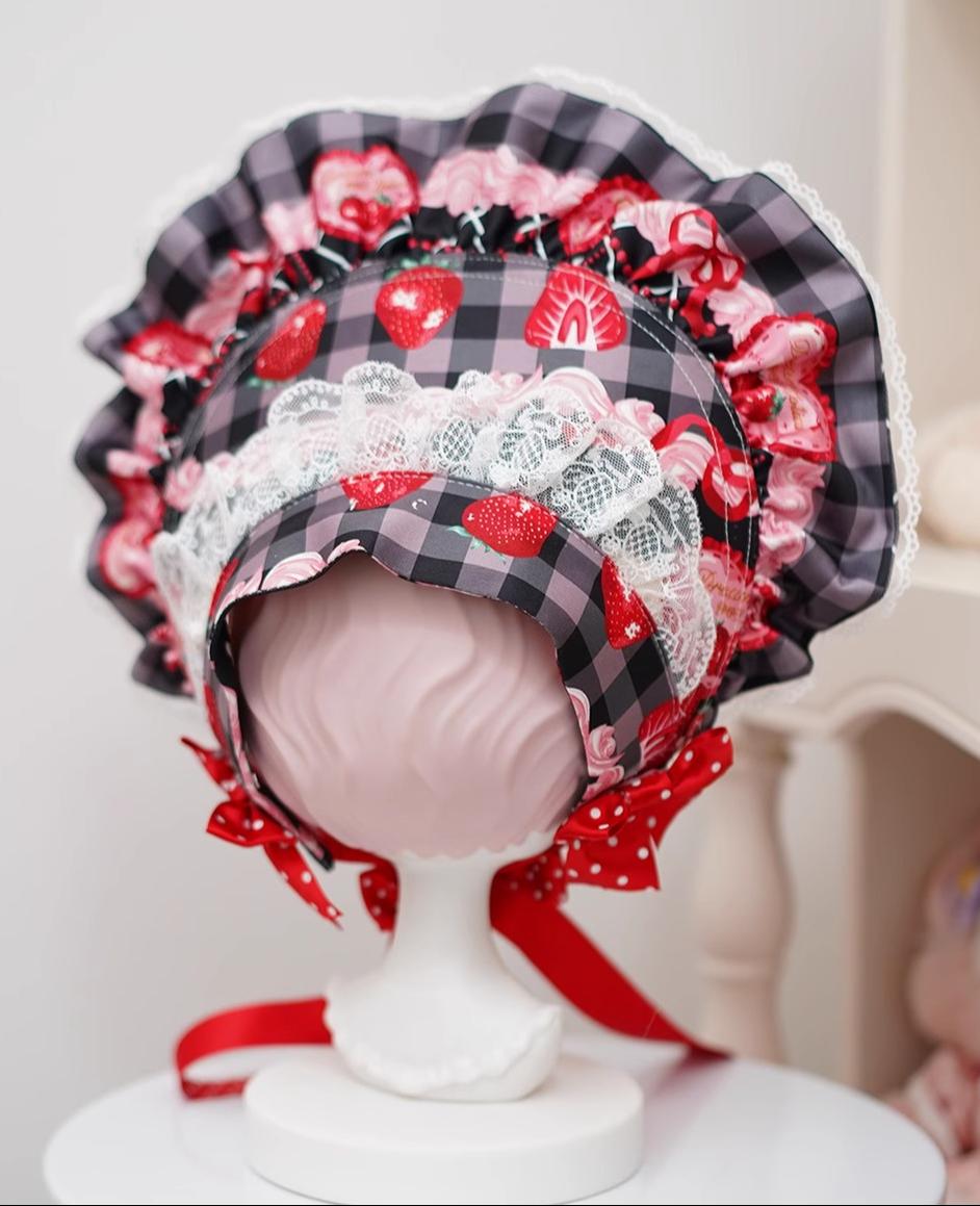 Mengfuzi - Strawberry - Sweet Lolita BNT Strawberry Print Detachable Sleeves