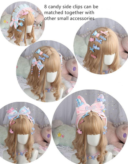 Manmeng - Pink and Blue Sweet Lolita Bow Headwear
