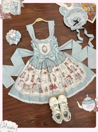 MeowMeow - Rabbit Collection Box - Bunny Print Kawaii Lolita JSK Dress, 3 Colors