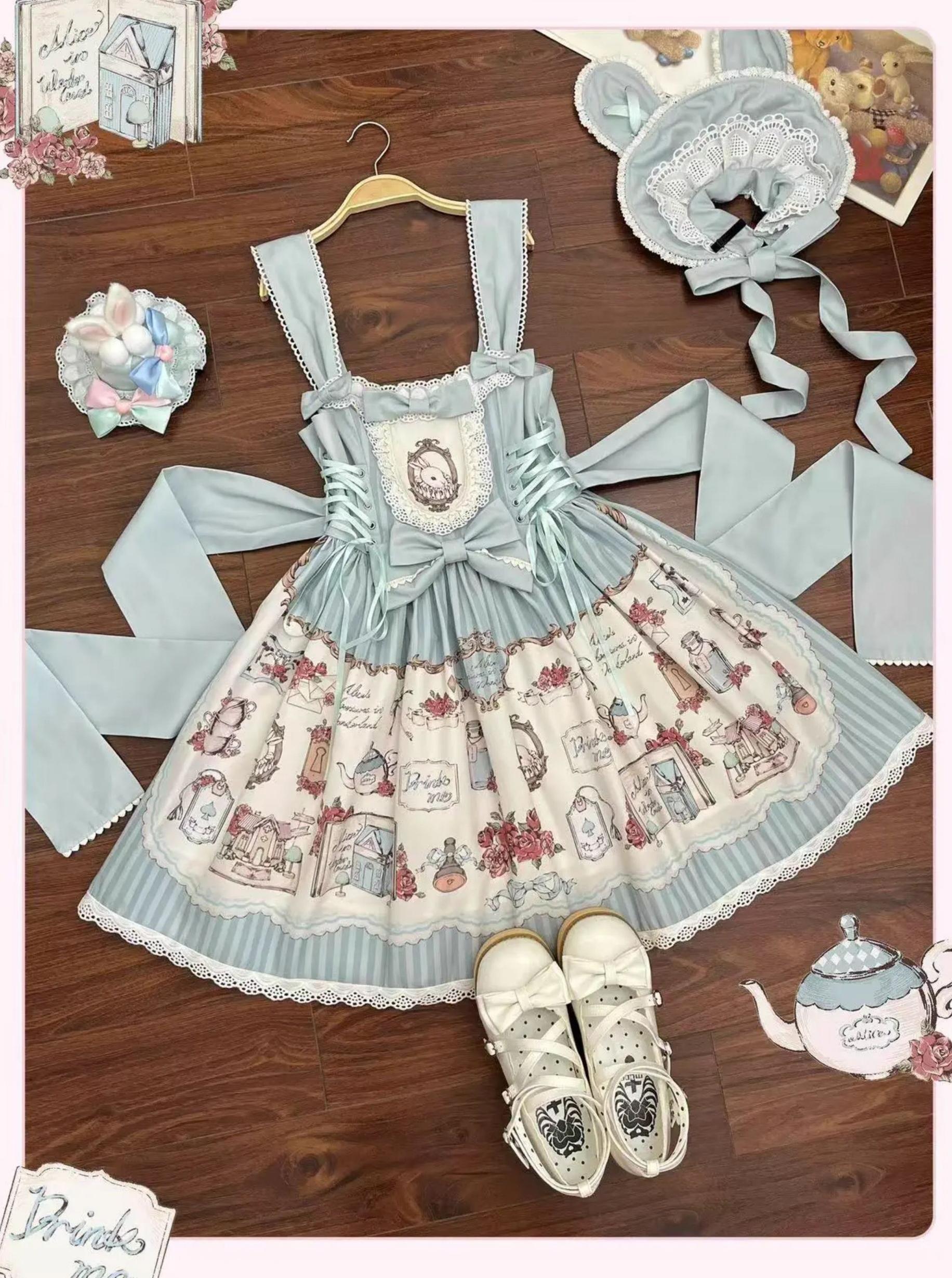 MeowMeow - Rabbit Collection Box - Bunny Print Kawaii Lolita JSK Dress, 3 Colors