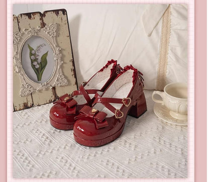 Milk Bun Bunny - Sweet Lolita High Heel Bow Princess Lolita Shoes