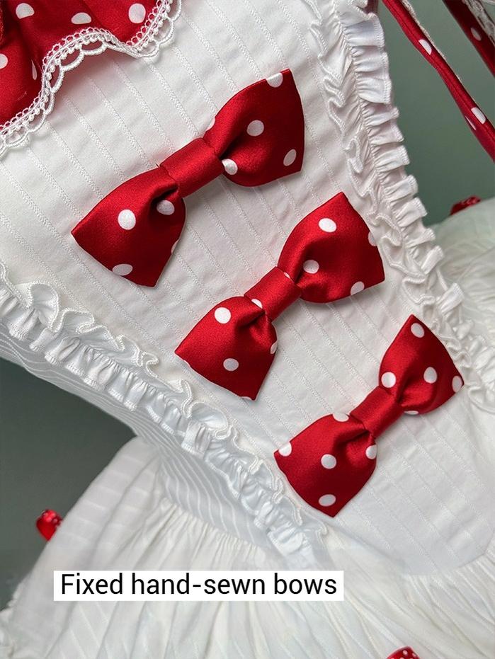 Shuang Sheng Xiao Xiong - Bite The Cake - Sweet Lolita Dress, Red & White Polka Dots