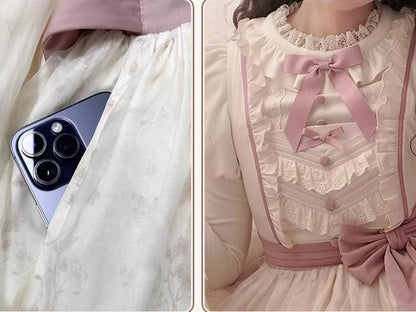 Half Sweet Lolita - Doll Garden - Sweet Lolita JSK Dress Cat Print Pink Dress Set