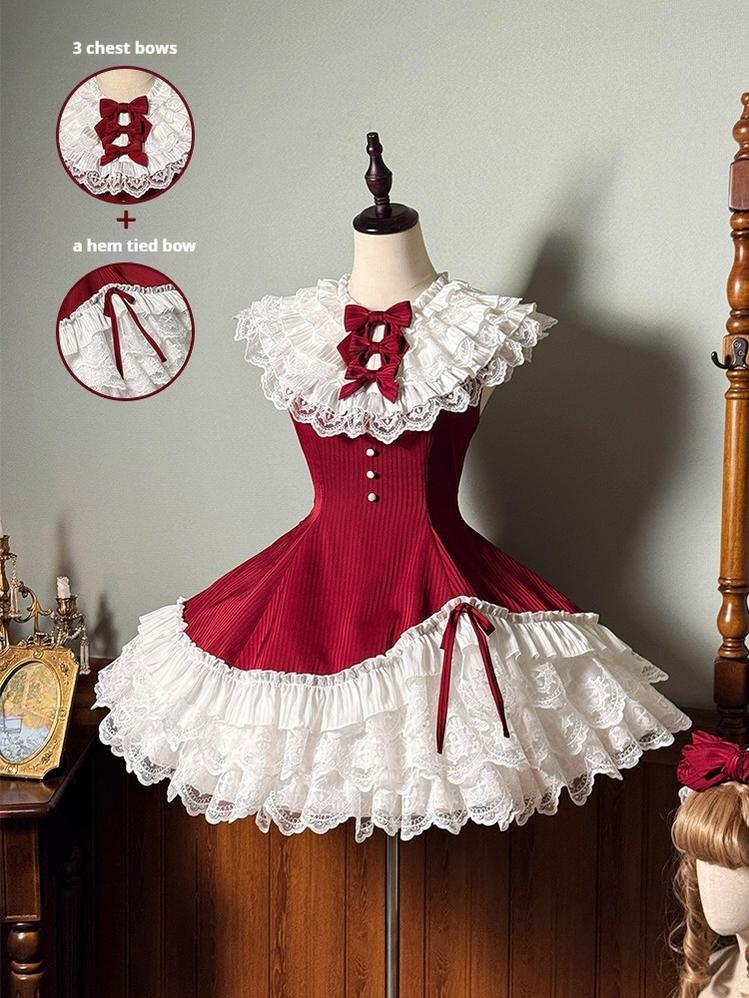 Alice Girl - Arrogant Miss - Sweet Lolita Jumper Dress with Tiered Lace Dress