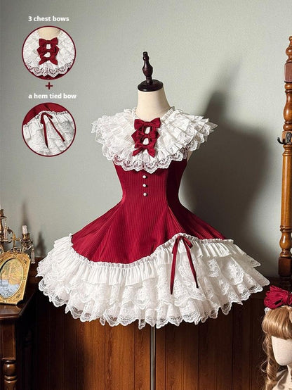 Alice Girl - Arrogant Miss - Sweet Lolita Jumper Dress with Tiered Lace Dress