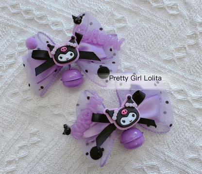 Pretty Girl Lolita - Purple Black Cartoon Kulomi - Kid Lolita Accessory Clips and Cane