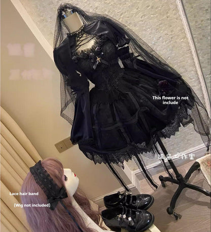 Doujiang - Rose Cage - Gothic Lolita Dress Black Suspender Dress