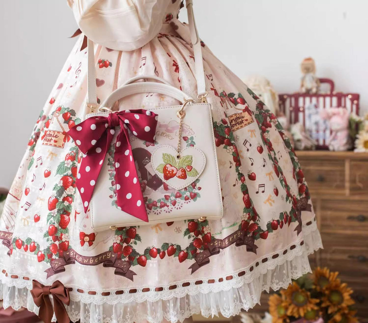 Morning Glory - Retro Lolita Handbag PU Square Wedding Bag