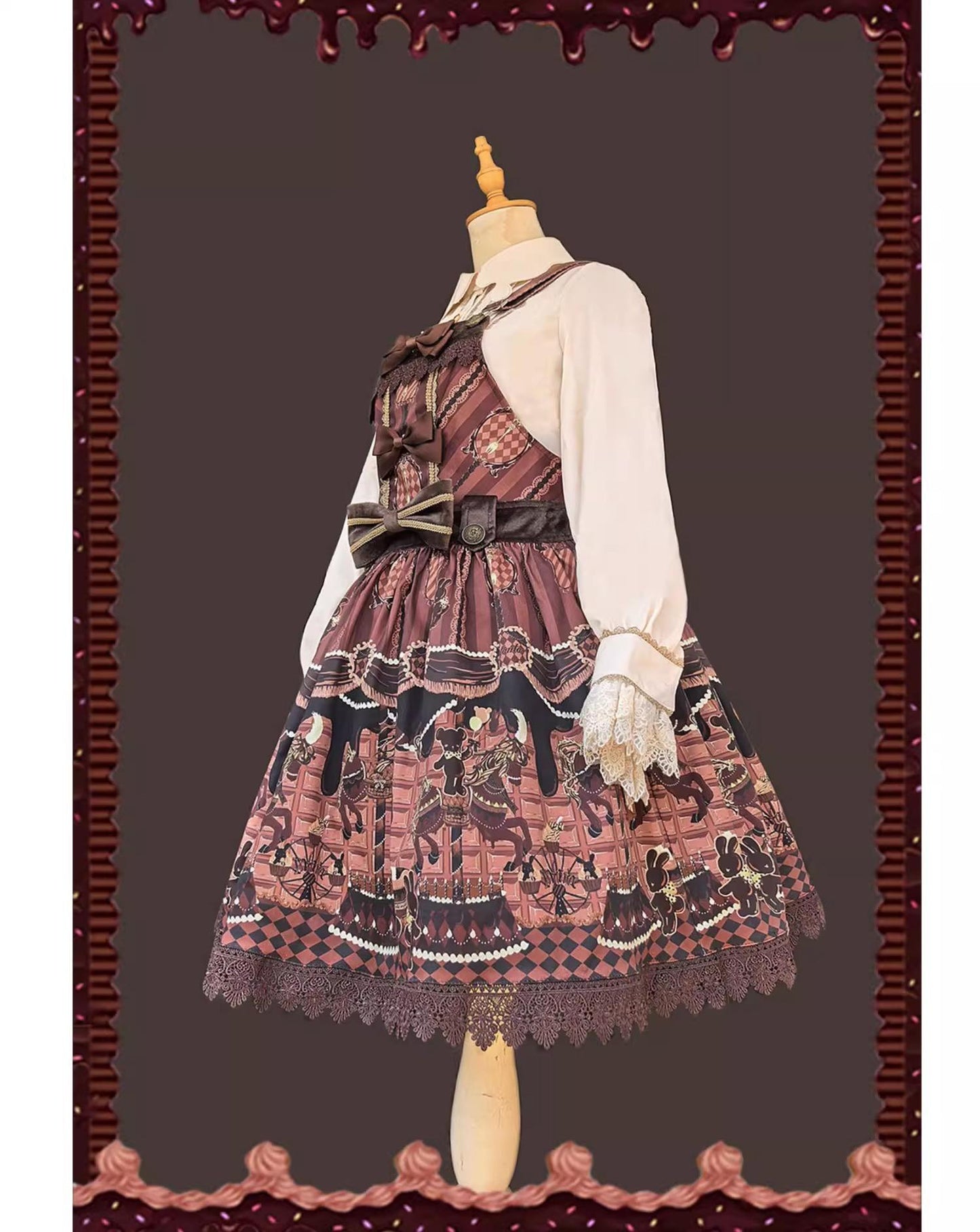 Infanta - Chocolate Carousel - Kawaii Lolita Salopette Dress Set