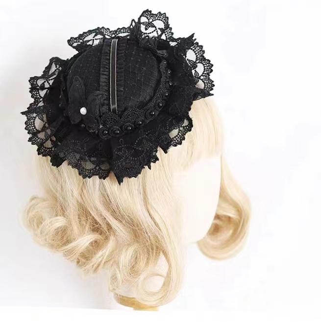 xiaogui - Vintage Lolita Tea Party Lace Top Hat