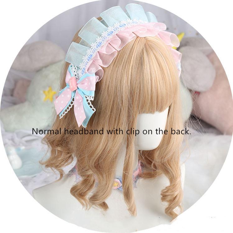 Manmeng - Pink and Blue Sweet Lolita Bow Headwear